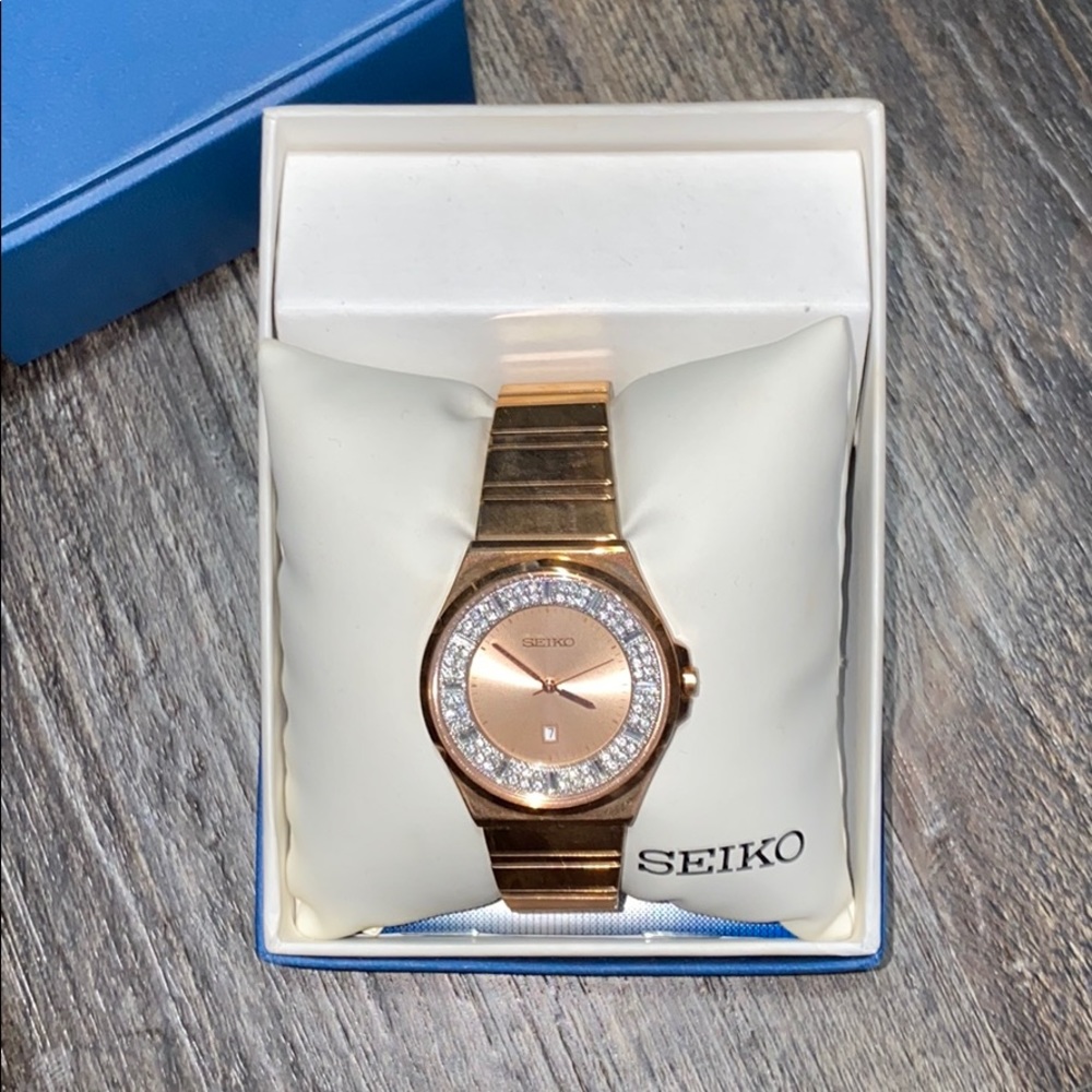 Rose gold seiko watch